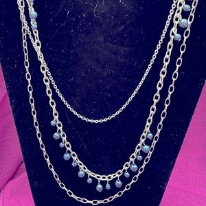 Long Blue Necklace and earrings